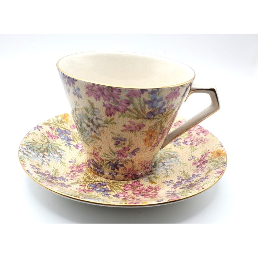 Vintage  Chintz HEATHER Cup & Saucer Lord Nelson